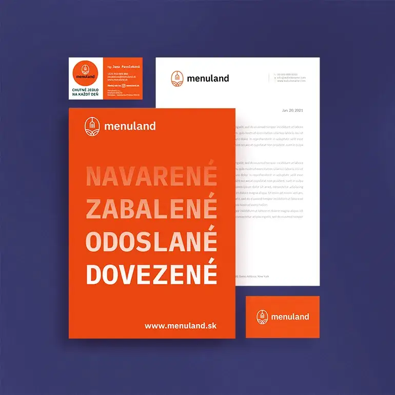 Návrh identity a reklamých materiálov pre spoločnosť Menuland